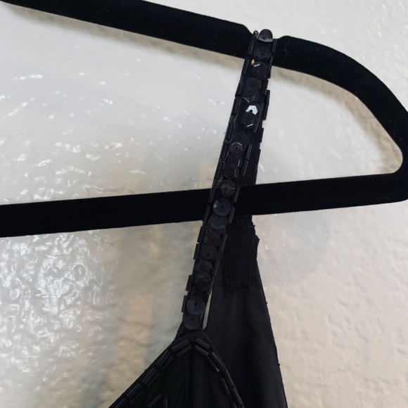 Vintage Rampage Silk Black Maxi Dress Size 7 Sequins Beads 90's Whimsy Goth Prom - Picture 3 of 14